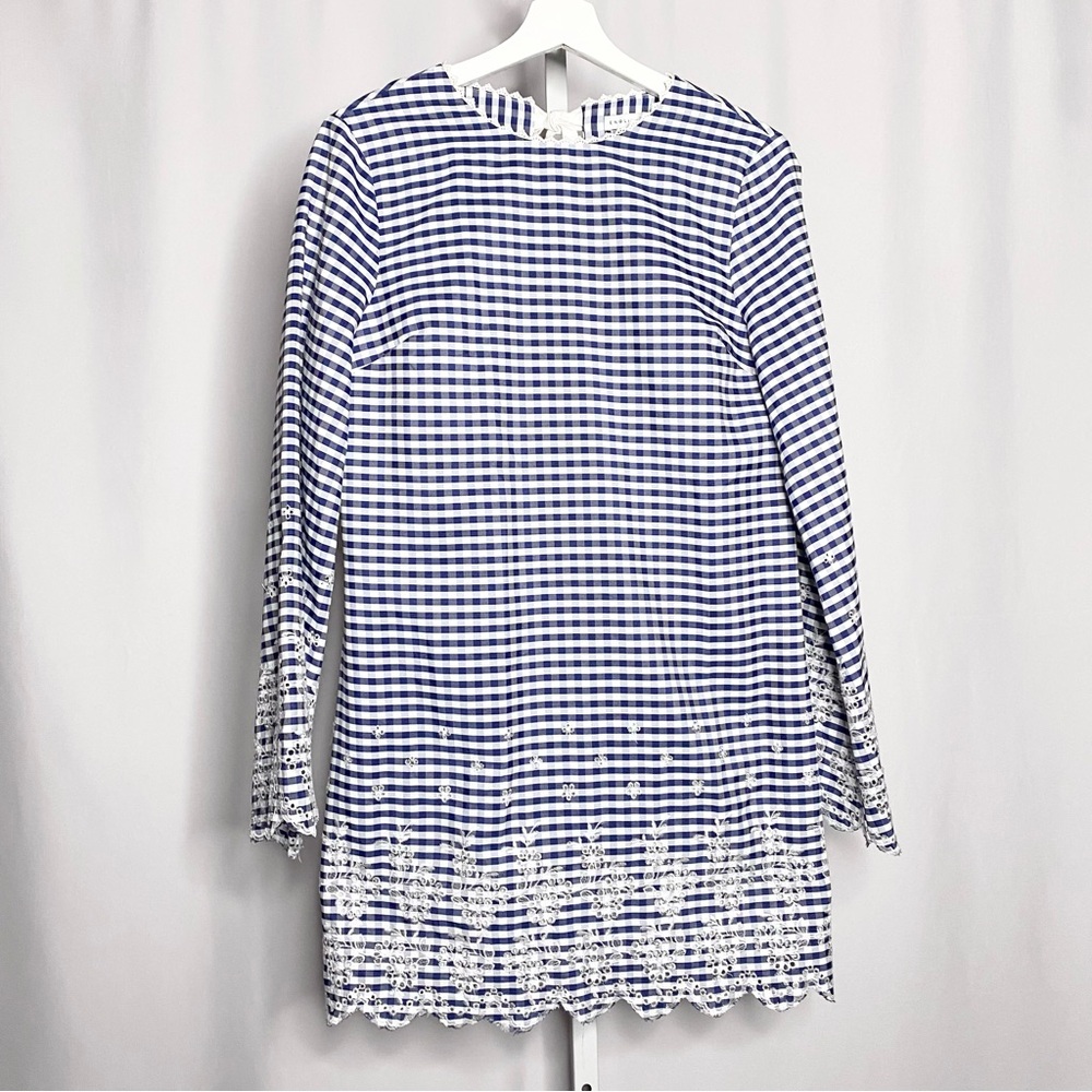 English Factory Blue Gingham Embroidered Dress